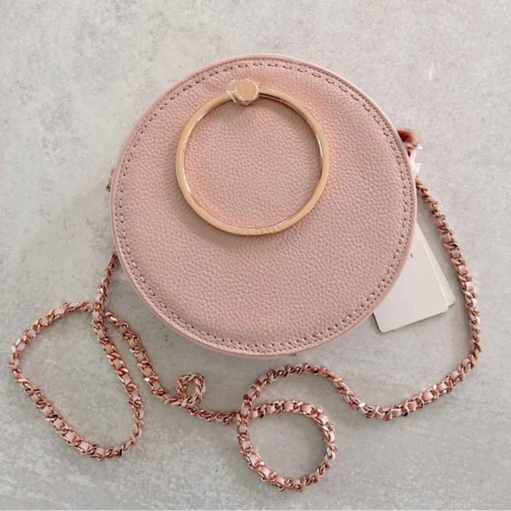 Ted Baker Maddie Stab Stitch Circle Leather Crossbody Bag, Light Pink NWT